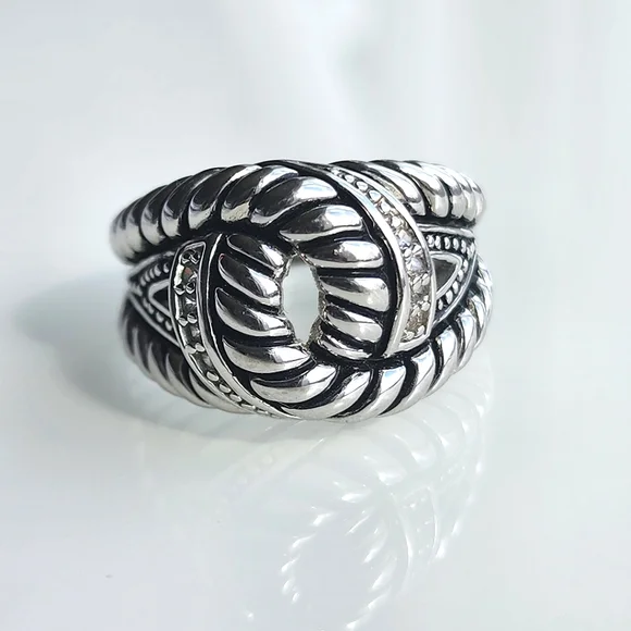 Premier Designs "Bound Together" faux rhodium plated unisex ring size 11.5 nwot - Picture 1 of 12